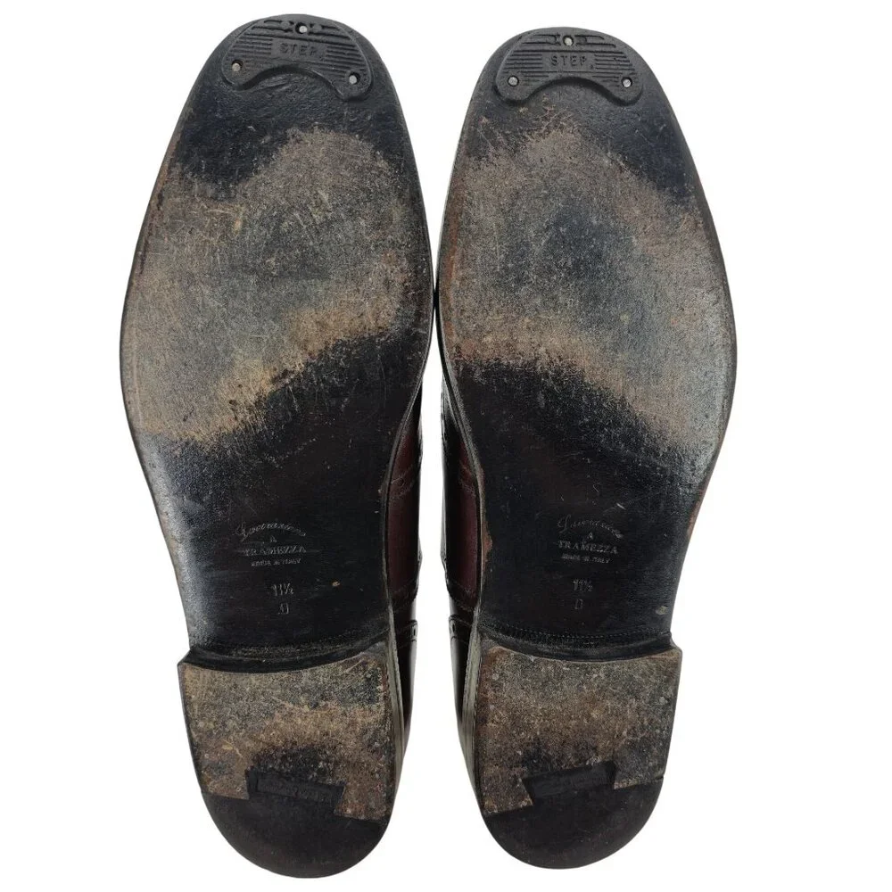 Salvatore Ferragamo Tramezza Brown Leather Wingtip Oxfords Men 11.5D Dress Shoes - Picture 3 of 14